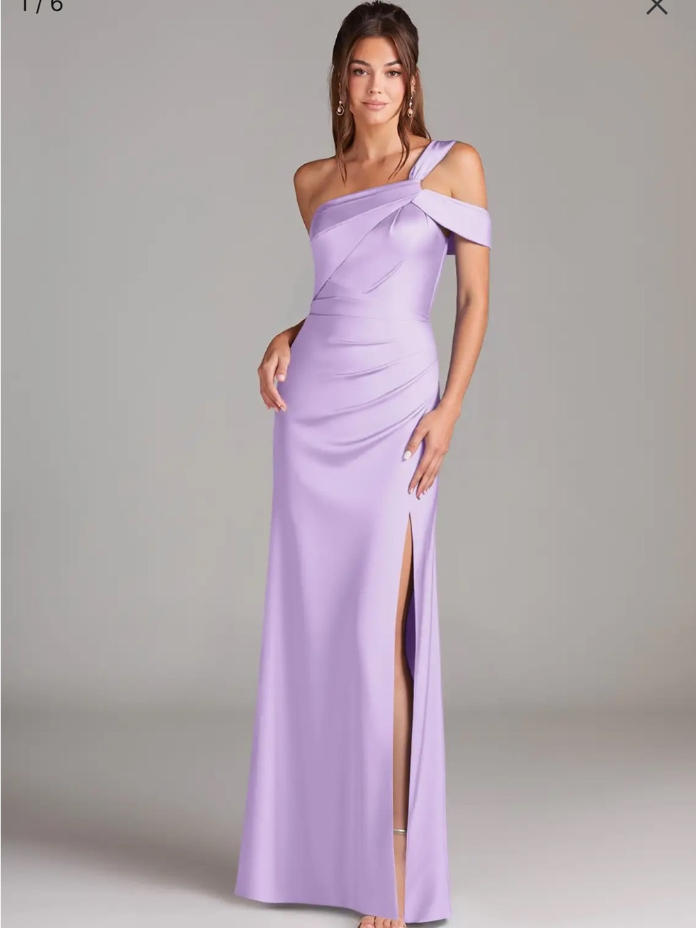 Azazie- NWT SZ A12  Lilac Wynter One-Shoulder Evening Gown